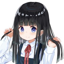 This is a pixiv picture whose title is ぱっつんロング×ジャンパースカート.