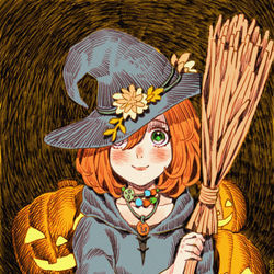This is a pixiv picture whose title is かぼちゃの魔女.