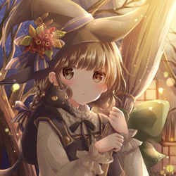 This is a pixiv picture whose title is ほうきで空を飛ぶのがちょっと怖い魔女.