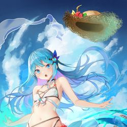 This is a pixiv picture whose title is 水着うちのこちゃん.