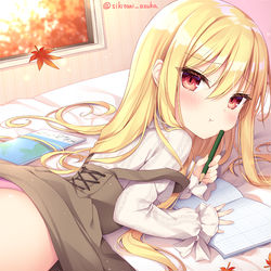 This is a pixiv picture whose title is 「がんばったら撫でてくれる…？」.
