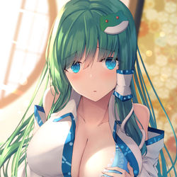 This is a pixiv picture whose title is お誘い下着早苗さん.