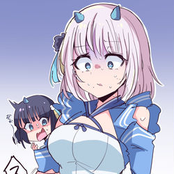 This is a pixiv picture whose title is 万年調子に乗ってる風神雷神のドン引き顔を見たくて….