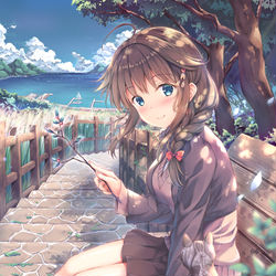 This is a pixiv picture whose title is 時雨とねこちゃん.