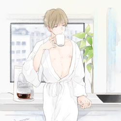 This is a pixiv picture whose title is グッドモーニングセクシー社長☕.