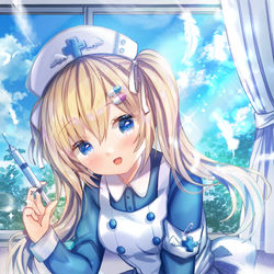 This is a pixiv picture whose title is 「おはようございます、採血の時間です♪」.