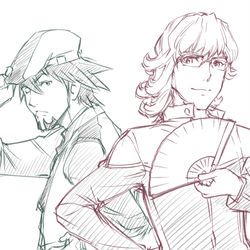 This is a pixiv picture whose title is ヒゲと天パ.