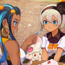This is a pixiv picture whose title is ルリナさんとスイーツなサイトウちゃん.