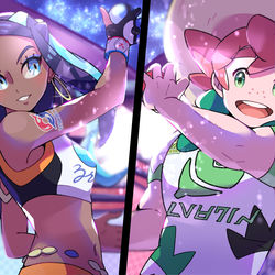 This is a pixiv picture whose title is 【ポケモン剣盾】ヤロー＆ルリナ.