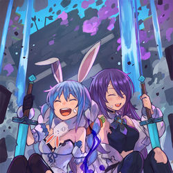 This is a pixiv picture whose title is 兎田建設とネザースター.