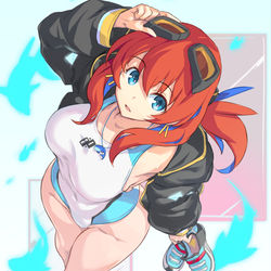 This is a pixiv picture whose title is 多々星さん競泳パーカー.