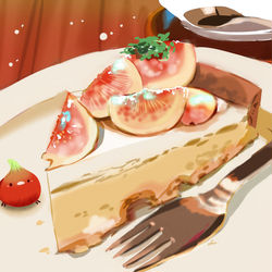This is a pixiv picture whose title is いちじくタルトといちじくとり.
