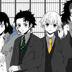 This is a pixiv picture whose title is スーツな鬼滅男子ず.