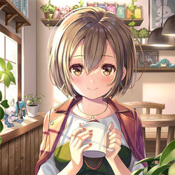 This is a pixiv picture whose title is めーちゃんとカフェ.