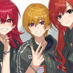 This is a pixiv picture whose title is MUSICDAWN樹里×果穂×夏葉で自撮り.