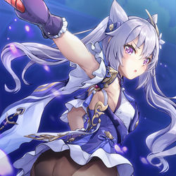 This is a pixiv picture whose title is 通常攻撃２段目でお尻を突き出す刻晴ちゃん.