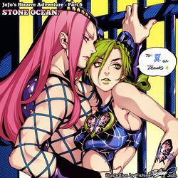 This is a pixiv picture whose title is Jolyne & Anna Sui.