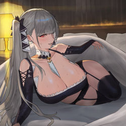 This is a pixiv picture whose title is 「指揮官、今日は一緒に熱い夜を過ごしましょう..」.