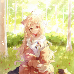 This is a pixiv picture whose title is にゃんこたちの日向ぼっこ.