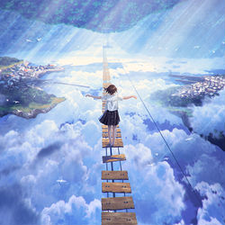 This is a pixiv picture whose title is 空渡り.