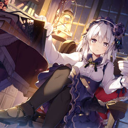 This is a pixiv picture whose title is 館と少女の物語.