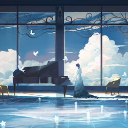 This is a pixiv picture whose title is 乐声与天空.