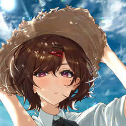 This is a pixiv picture whose title is 樋口円香と麦わら帽子.