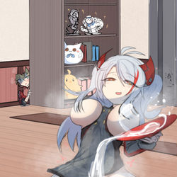 This is a pixiv picture whose title is 2階にある指揮官の部屋を床から探るヒッパー.