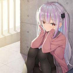 This is a pixiv picture whose title is 放課後の屋上に行ったら少女がいました.