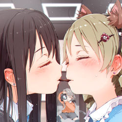 This is a pixiv picture whose title is 誰も居ない事務所でポッキーゲームをするりんのの.