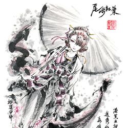 This is a pixiv picture whose title is 【極道畫師】尾崎紅葉.