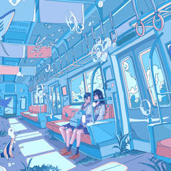 This is a pixiv picture whose title is 水中列車.