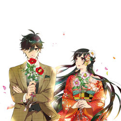 This is a pixiv picture whose title is 「君ノ声」　○○が聞こえる男と○○が聞こえない女.
