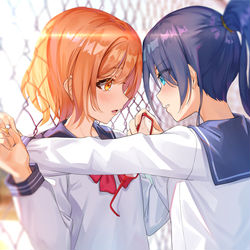This is a pixiv picture whose title is 屋上の女子高生.
