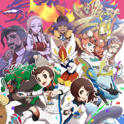 This is a pixiv picture whose title is 剣盾一周年.