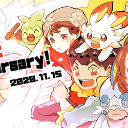 This is a pixiv picture whose title is 剣盾1周年ど真ん中！！.