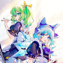 This is a pixiv picture whose title is メイド服のチルノと大妖精.