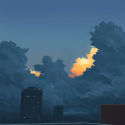 This is a pixiv picture whose title is 雨上がり屋上.