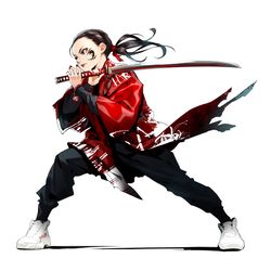 This is a pixiv picture whose title is Samurai × Woman.