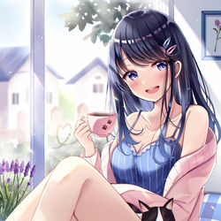 This is a pixiv picture whose title is 「あ、おはよ♡」.