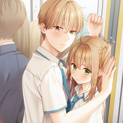 This is a pixiv picture whose title is 目のやり場に困る二人.