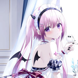 This is a pixiv picture whose title is 悪魔メイドちゃんの朝の日課.