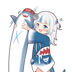 This is a pixiv picture whose title is 伸びるサメ（Long shark）.