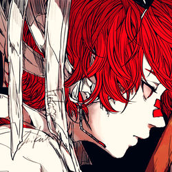 This is a pixiv picture whose title is 赤と✖.