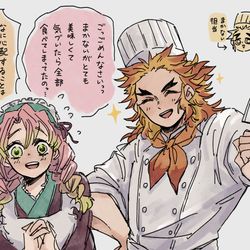 This is a pixiv picture whose title is 厨房の悪魔.