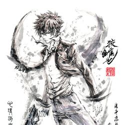 This is a pixiv picture whose title is 【極道畫師】狡噛慎也.