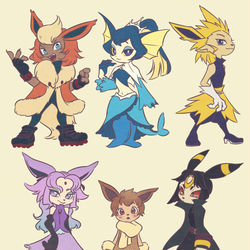 This is a pixiv picture whose title is ブイズ擬人化.
