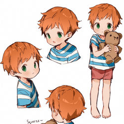 This is a pixiv picture whose title is a boy and his bear.