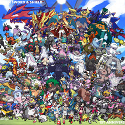 This is a pixiv picture whose title is ポケモン剣盾1周年！！.