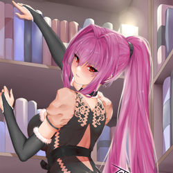 This is a pixiv picture whose title is スカサハ先輩との図書館デート.